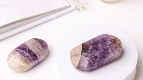 Amethyst With Crazy Lace Agate Palm Stone