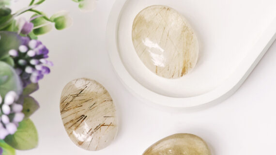 Golden Rutile Palm Stone