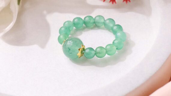 Green Aventurine Beads Ring