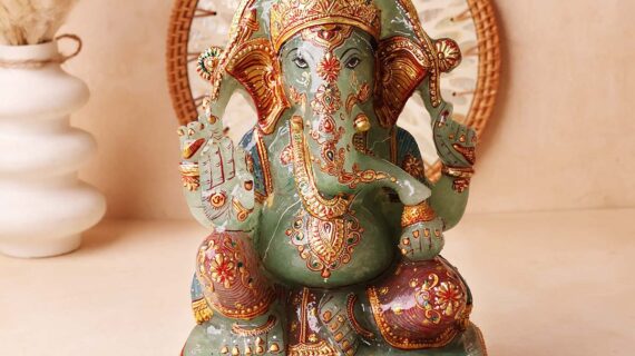 Green Aventurine Printed Stone Ganesha