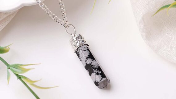 Snowflake Obsidian Pencil Pendant