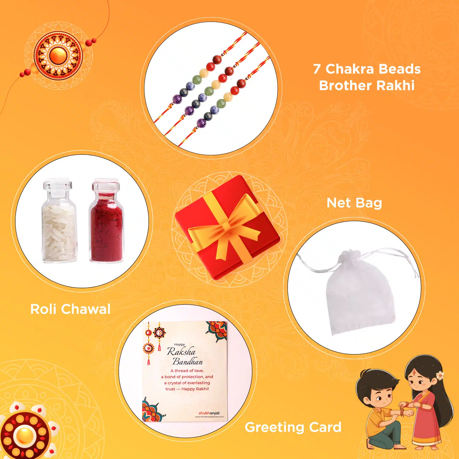 7 Chakra Beads Rakhi Brother Pack Of 3