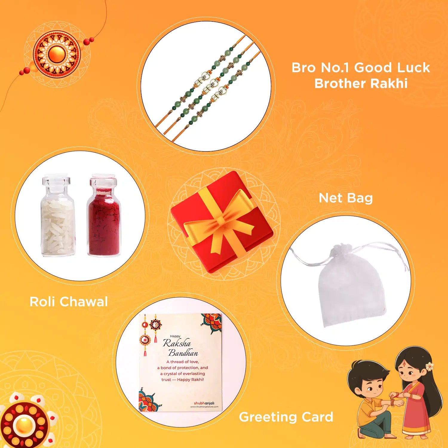 Bro No. 1 Good Luck Rakhi pack of 3