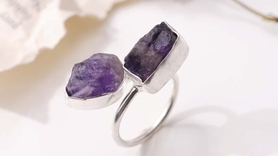 Amethyst Double Stone Raw Ring