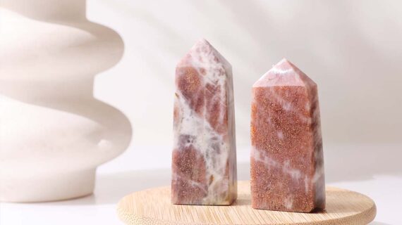 Golden Sunstone With Moonstone Tower