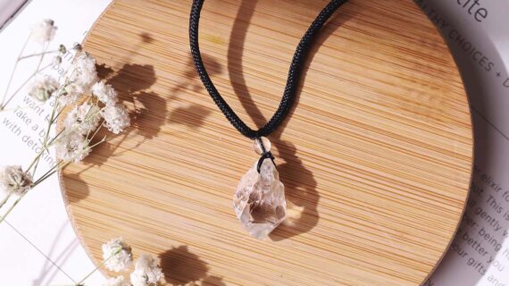 Herkimer Diamond Black Thread Pendant