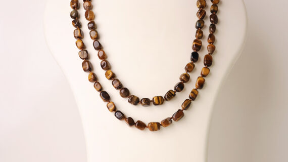 Tiger Eye Long Tumble Mala Knotted