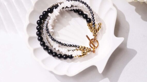Black and White Five Layered Bracelet