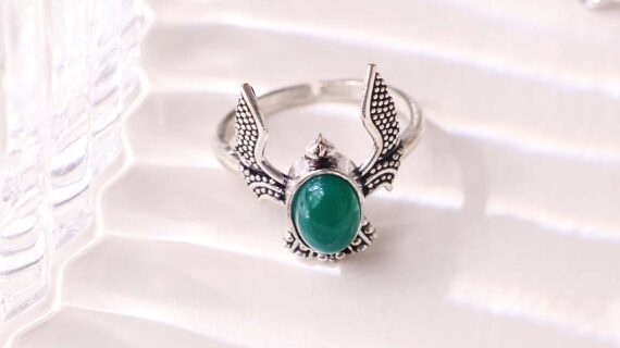 Green Onyx Eagle Ring