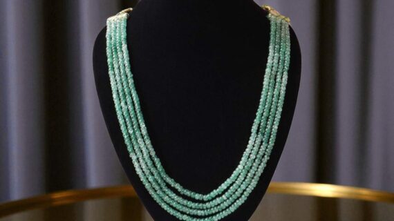 Green Strawberry Quartz Small Bati Beads Necklace
