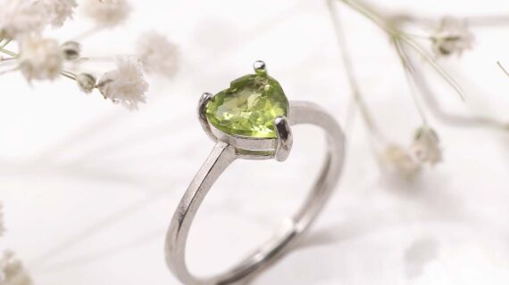 Peridot Heart Silver Ring