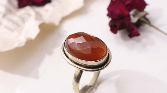 Red Carnelian Oval Faceted Ring