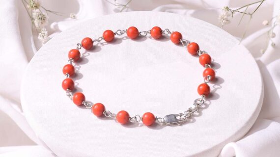 Red Coral Silver Bracelet