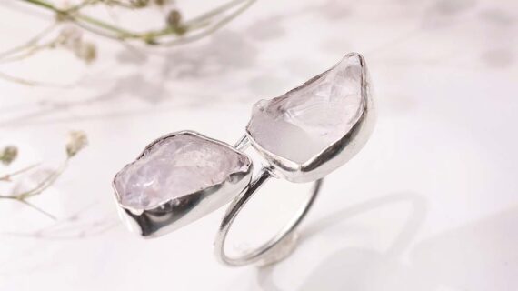 Rose Quartz Double Stone Raw Ring