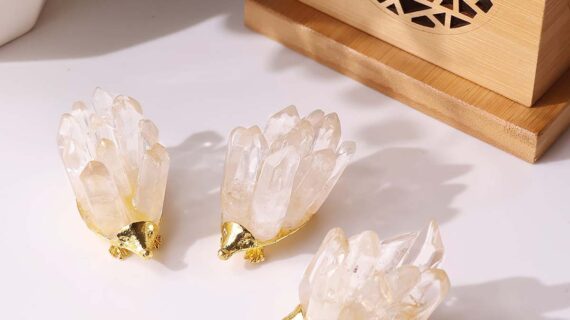 Clear Quartz Gold Hedgehog