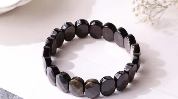 Golden Sheen Obsidian Oval Faceted Bracelet