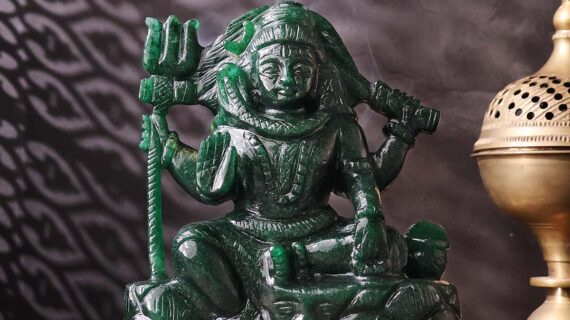 Green Jade Shiv Idol