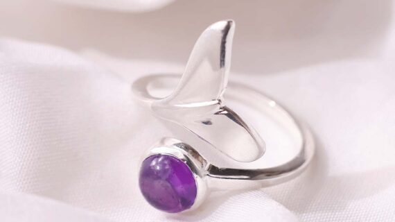 Amethyst Dolphin Tail Ring Silver