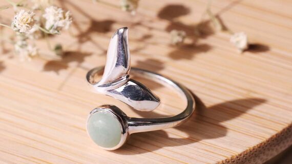 Aquamarine Dolphin Tail Ring Silver