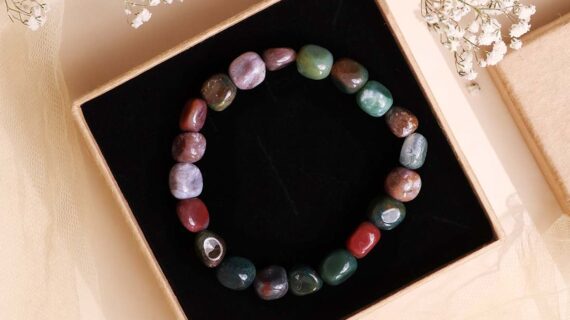 Blood Stone Small Tumble Beads Bracelet