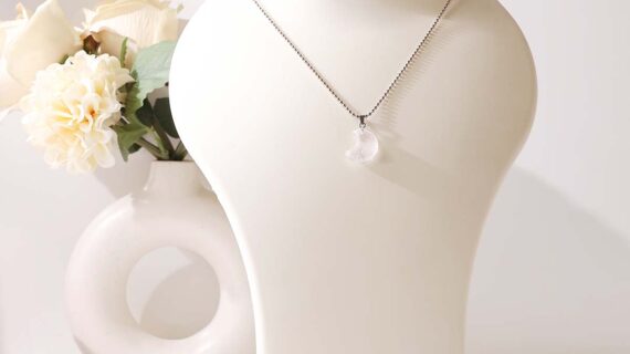 Clear Quartz Half Moon Pendant