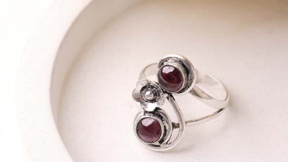 Garnet Double Stone Small Ring