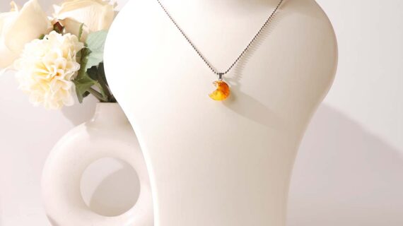 Golden Healer Quartz Half Moon Pendant