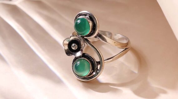 Green Onyx Double Stone Small Ring