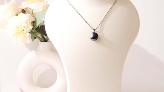 Hematite Half Moon Pendant