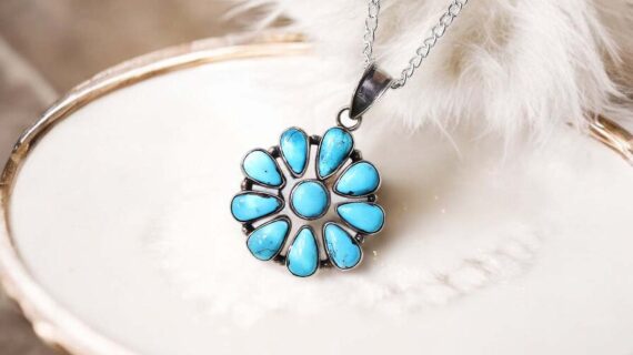Persian Turquoise Flower Pendant