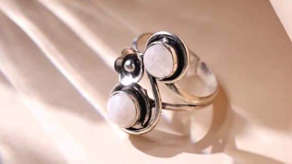 Rainbow Moonstone Double Stone Small Ring