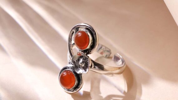 Red Carnelian Double Stone Small Ring