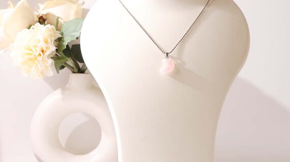 Rose Quartz Half Moon Pendant