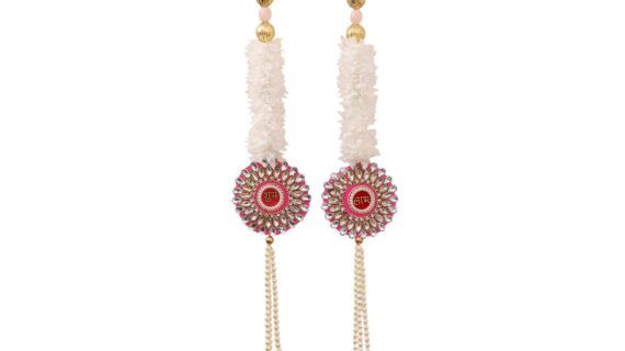 Rose Quartz White Floral Shubh Labh Hanging