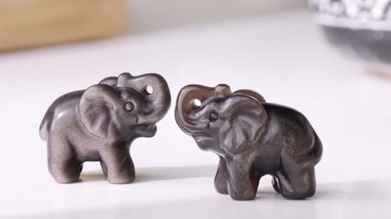 Silver Sheen Obsidian Elephant
