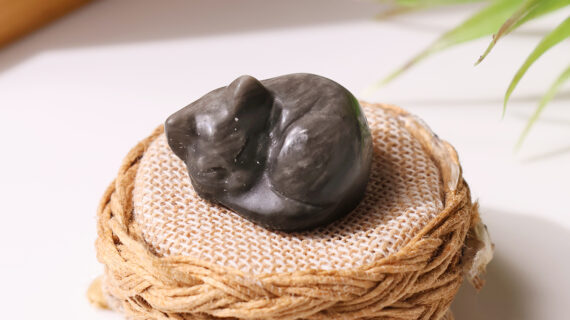 Silver Sheen Obsidian Sleeping Cat