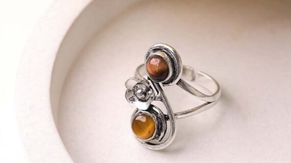 Tiger Eye Double Stone Small Ring