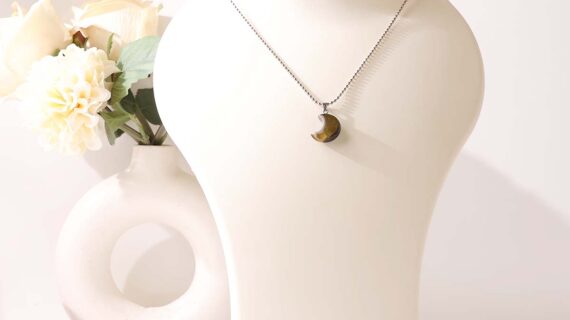 Tiger Eye Half Moon Pendant