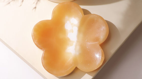 Yellow Calcite Flower Shape Bowl