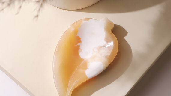 Yellow Calcite Leaf Shape Bowl