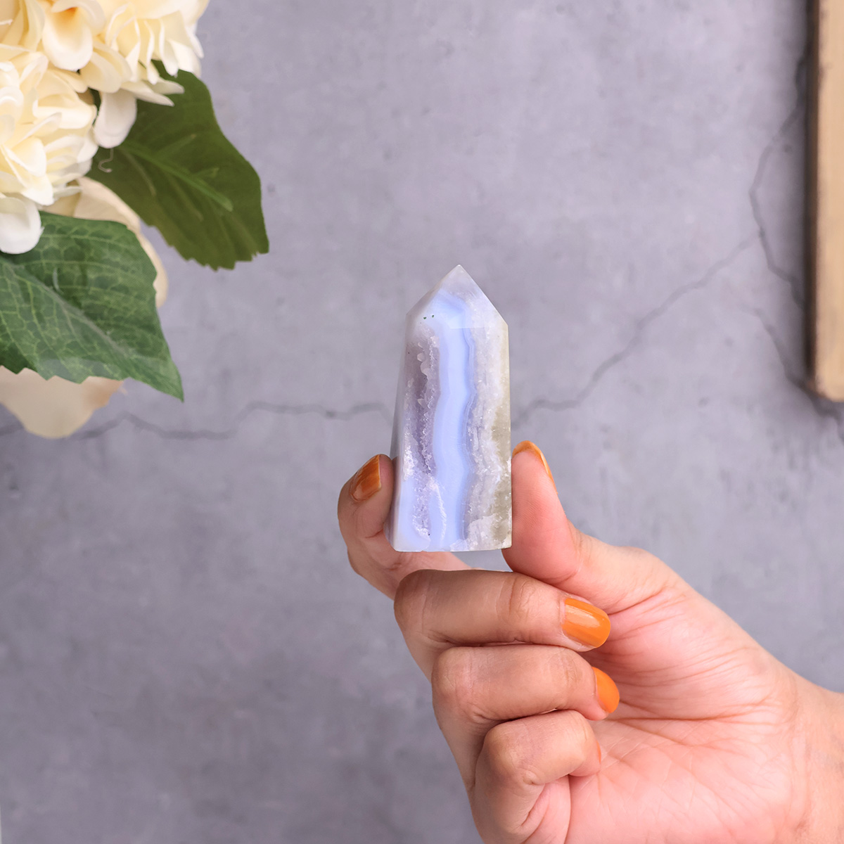 Blue Lace Druzy Agate towe (1) blue lace agate tower