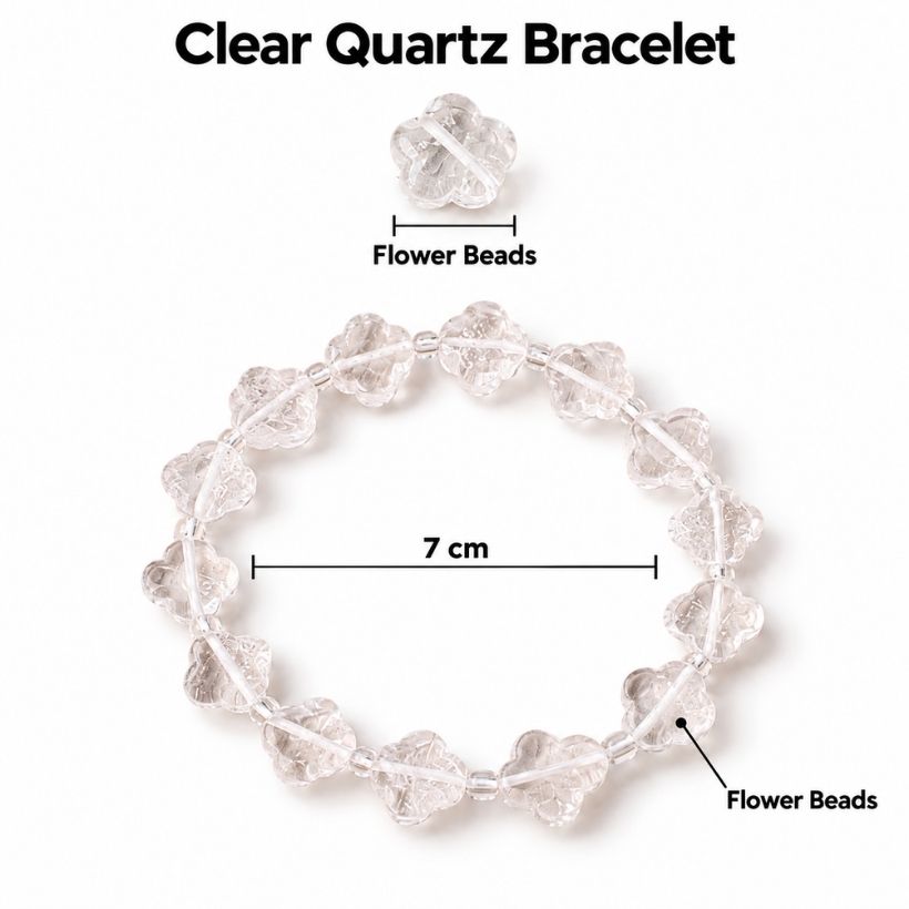 Clear Quartz Flower Beads Bracelet clear quartz flower beads bracelet