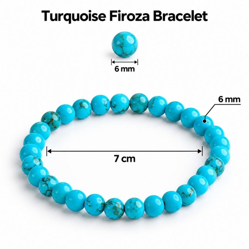 Turquoise Firoza Round Beads Bracelet (Powdered) (1) turquoise firoza round beads bracelet (powdered)
