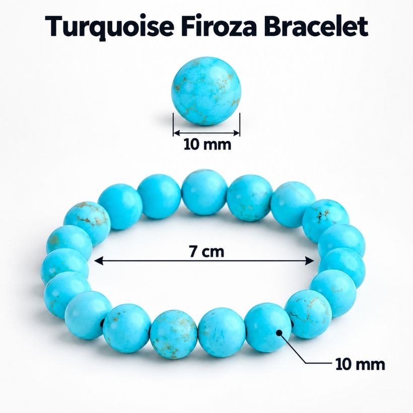 Turquoise Firoza Round Beads Bracelet (Powdered) (2) turquoise firoza round beads bracelet (powdered)