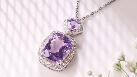 Amethyst Double Stone Silver Pendant