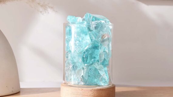 Aqua Obsidian Raw Jar Lamp Small