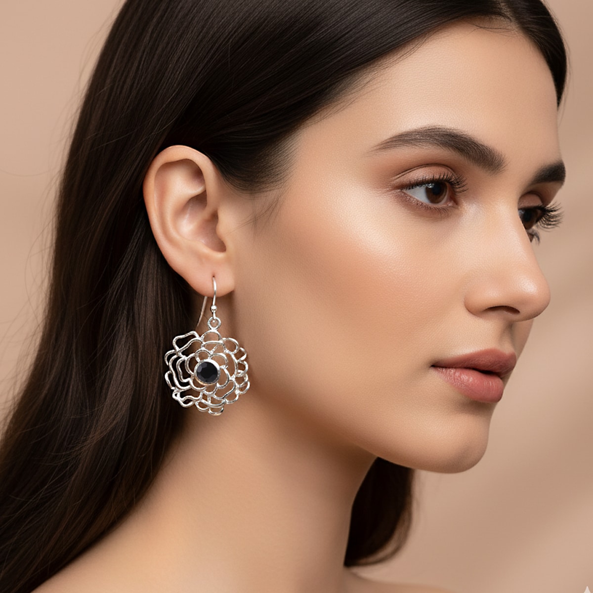 black-tourmaline-flower-design-silver-earring (7)