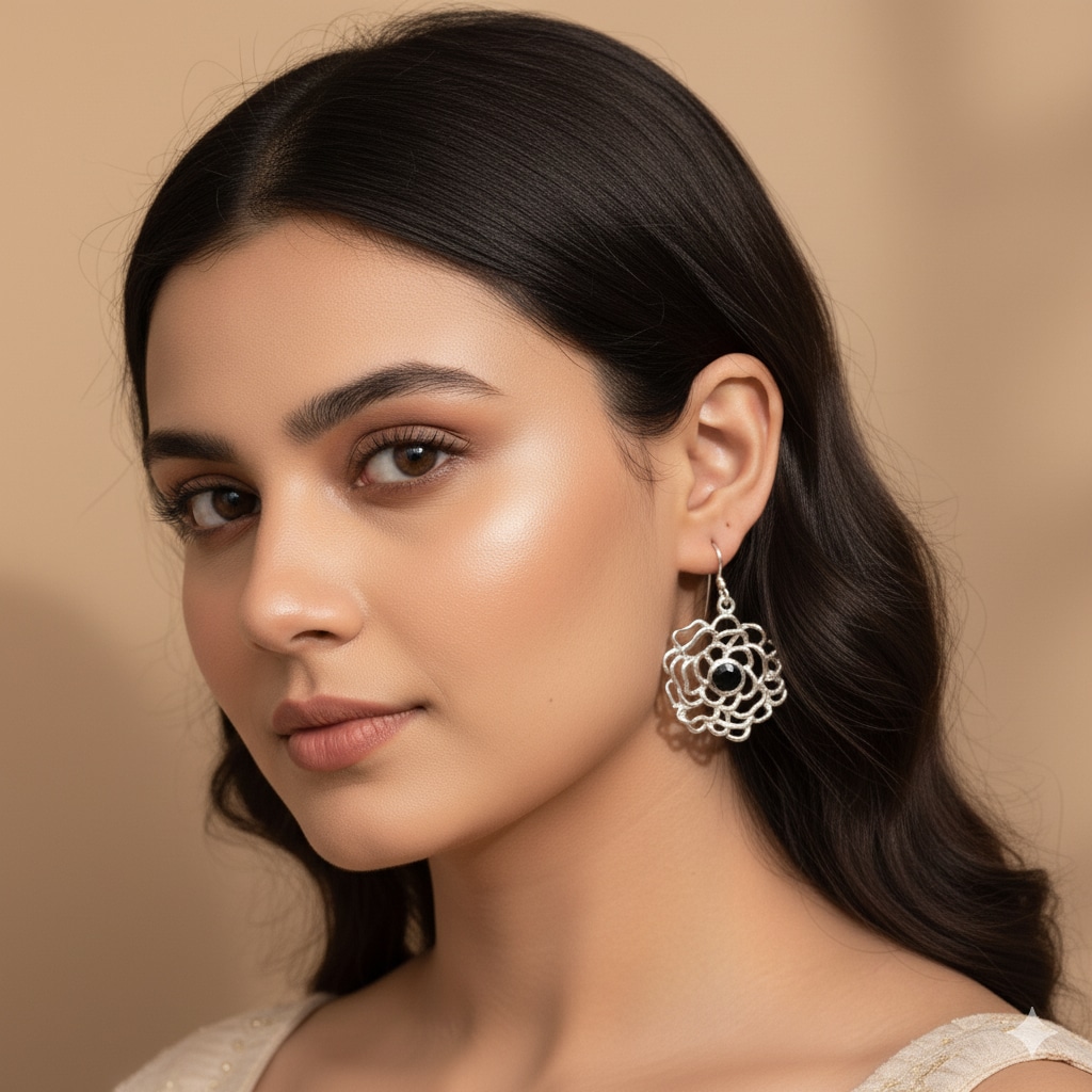 black-tourmaline-flower-design-silver-earring (8)