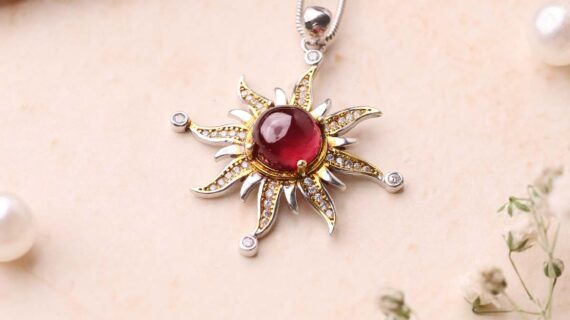 Garnet Sun Silver Pendant