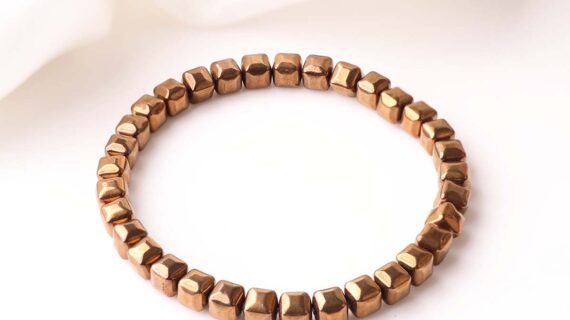 Hematite Brown Box Beads Bracelet